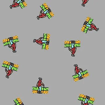 Walking elderly leisure vector seamless pattern Stock Illustration