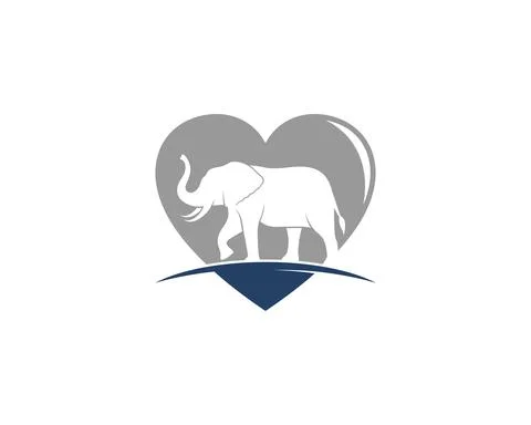 Walking elephant in the love shape Stock Illustration