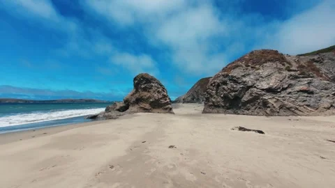 Walking on an empty california beach Stock Footage 279784740