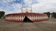 Walking Up To An Empty Circus Tent, Closed Due To The Corona Virus Spread Stock Footage
