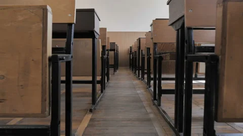 Walking Into Empty Classroom, Auditorium Stock Footage 141605891