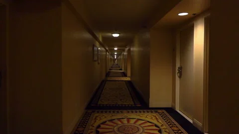 Walking on the empty dark corridor in slow motion 120fps Vídeos de archivo 166914833