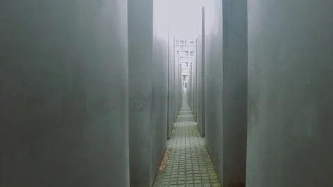 Walking empty Holocaustmonument berlin germany Stock Footage 342314169