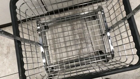 Walking with Empty Laundry Basket at Laundromat Stock Footage 98735342