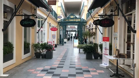 Walking on the empty street in the city Stock Footage 145289474