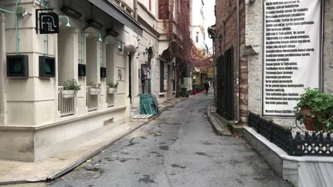 Walking on the empty street in the city Stock Footage 145291084