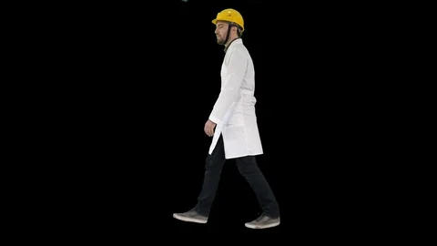 Walking engineer, Alpha Channel Stock Footage 116003293