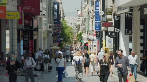 Walking on Ermou Street, Athens Vídeo Stock 220141130