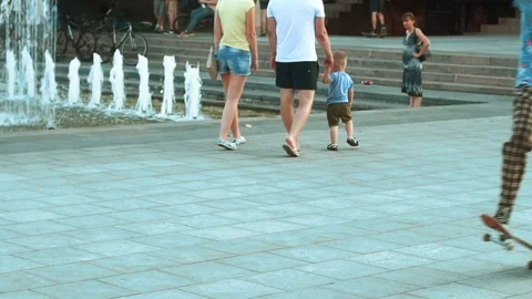 Walking in the evening in the city Stock Footage 78532452