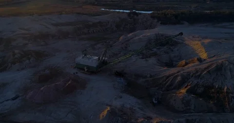 Walking excavator in the sand pit. Stock Footage 97481838