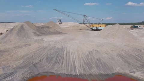 Walking excavator on the titanium ore quarry Stock Footage 157157512
