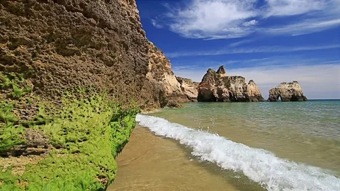 Walking on the exotic tropical beautiful beach, Steady cam. First point of view Stock Footage