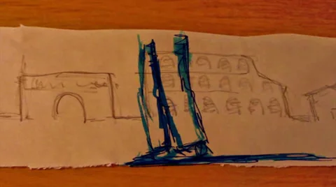 Walking in the famous monuments - stop motion animation Stock Footage 36317518