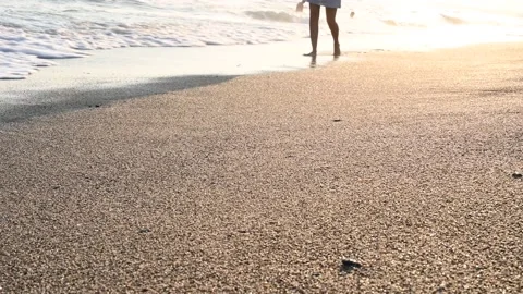 Walking feet by the sea Stock Footage 161494351