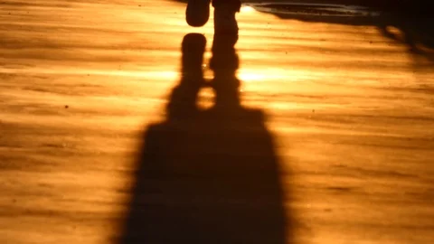 Walking Feets Silhouette Stock Footage 123769499