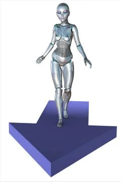 Walking female android Stock Illustration
