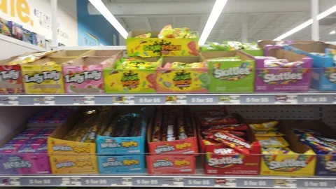 Walking First Person View Through Candy Section Of Store Chocolate Bars Cand Stock Footage 126922555