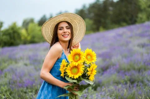 Walking in a flower fields 写真素材