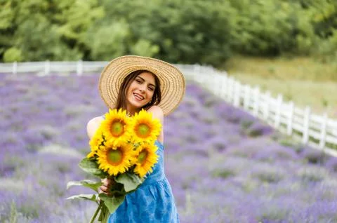Walking in a flower fields 写真素材
