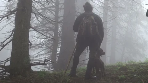 Walking in fog Stock Footage