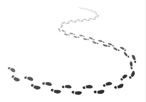 Walking footsteps trace, footprint trail of shoes Stock Illustration