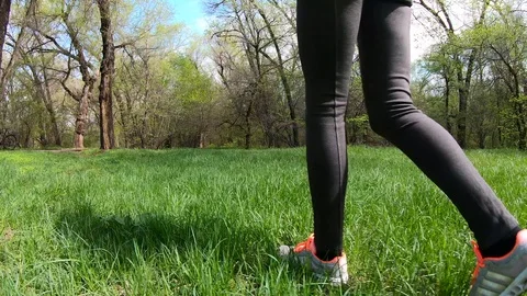 Walking in the forest, steps view Stock Footage 106278410