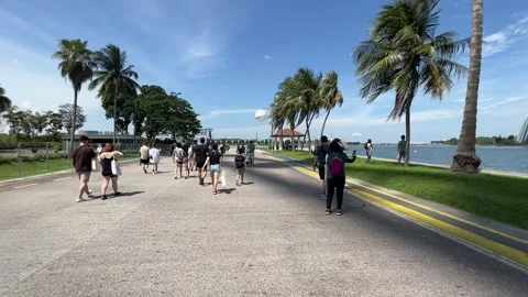 Walking on Formula 1 Race Track in Singapore Stock Footage 195967012