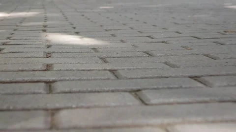 Walking forward on a gray brick path Vidéo 310306977
