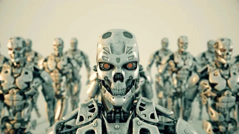 Walking Futuristic Robots Stock Footage 172228239