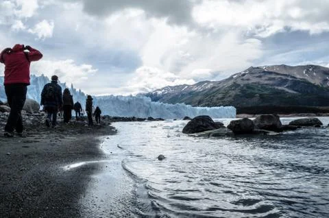 Walking to the glacier Stock Photos