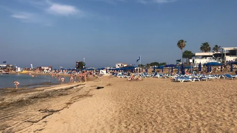 Walking At A Golden Sand Beach Stock Footage 112255698