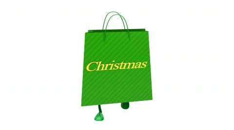 Walking green  christmas bag Loop Stock-Footage 273460