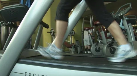 Walking in gym Stock Footage