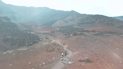 Walking in Haleakala Craters Stock Footage 81352091
