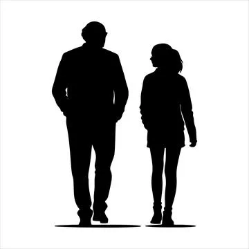 Walking hand-in-hand silhouette Stock-Illustration
