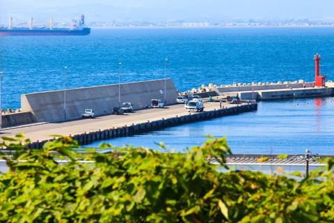Walking in the harbor. Stock Photos