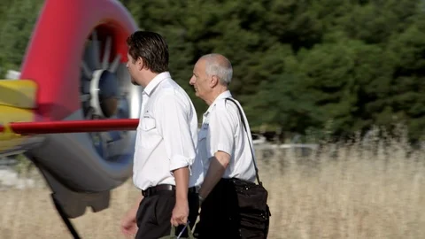 Walking, Helicopter, Tracking Shot, Medium Shot, 20 Seconds Or Greater, Uniform, Stock Footage 95918524