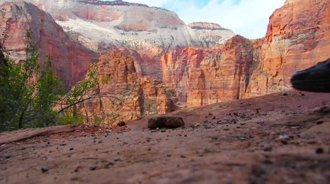 Walking by on hiking path in mountains Stock Footage 58810732
