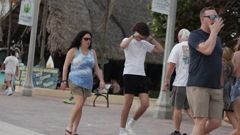 Walking at Hollywood Beach Stock Footage 235728339