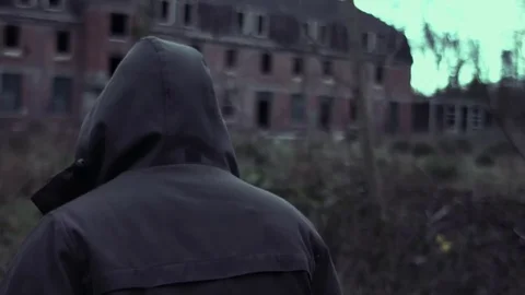 Walking hood man Video stock 75452306