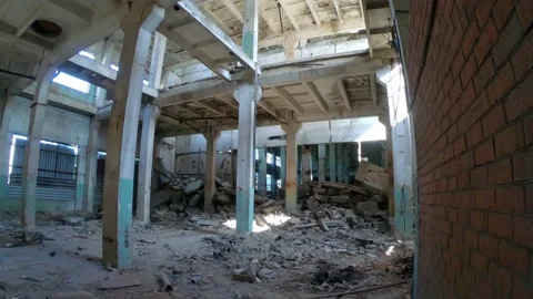 Walking into Huge Secret Abandoned Soviet Chemical Factory 4k60fps Stock Footage 136314751