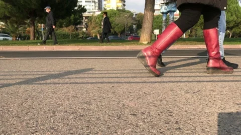Walking human feet Stock Footage 144342453