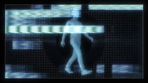 Walking Human Figure Digital Screen Video stock 263724926