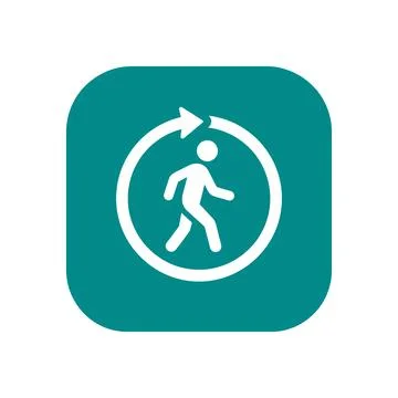 Walking human figure inside circular arrow icon for mobility rehabilitation.. Stock Illustration
