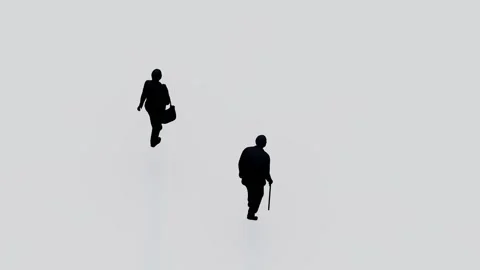 Walking human silhouette isolated on bright background. Stock Footage 327804282