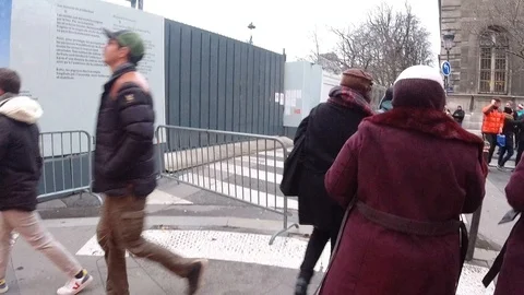Walking hyper lapse in Paris next to Notre Dame Stock Footage 126641939