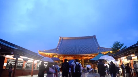 Walking Hyperlapse - Asakusa Senso Ji Temple at Night Stock Footage 98289875