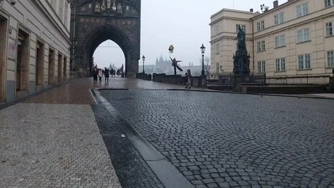 Walking Hyperlapse ending in Charles Bridge Prague. Stock Footage 126260855