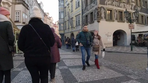 Walking hyperlapse of Prague Old Town city center Stock Footage 126261058