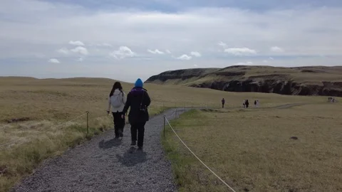 Walking on iceland landscape Stock Footage 293339073